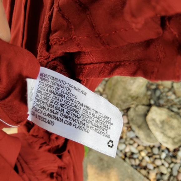 Universal Thread Burgundy Tiered Boho Midi Dress - Picture 6 of 7